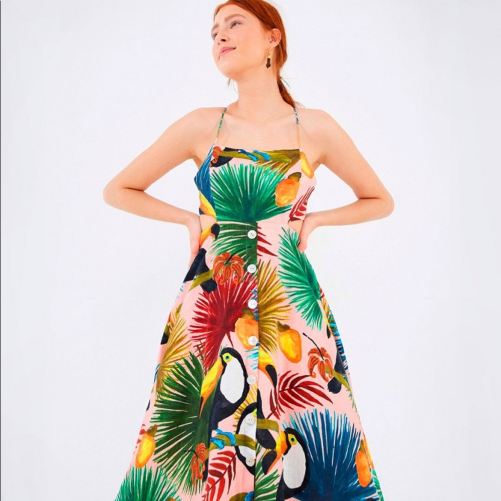 Turquoise tropical midi dress 🥭